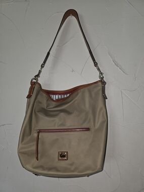 Dooney & Bourke Nylon Shoulder Hobo with Brown Trim